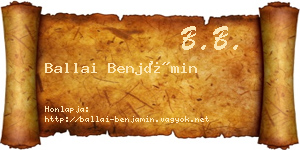 Ballai Benjámin névjegykártya